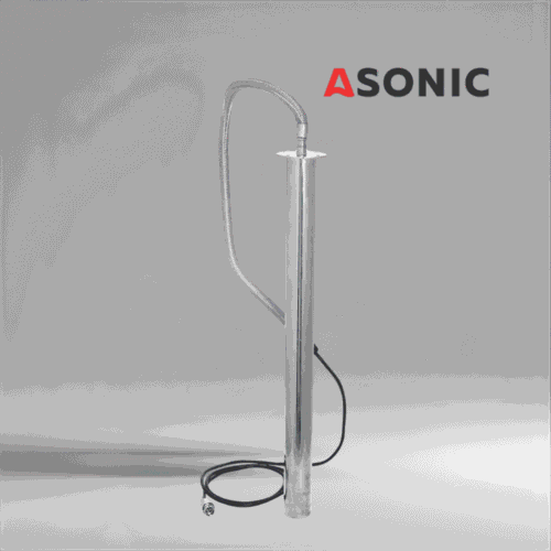 Varilla ultrasónica de inmersión ASONIC IND-ROD, diseño duradero de acero inoxidable para sistemas y aplicaciones de limpieza ultrasónica industrial.