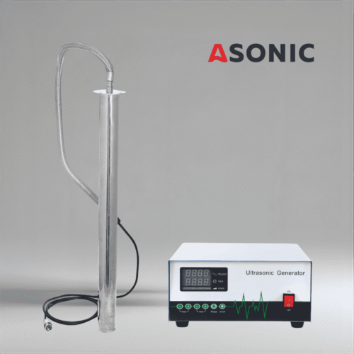 Transductor ultrasónico industrial ASONIC IND-ROD, accesorio de alto rendimiento para una limpieza potente y uniforme en tanques grandes.