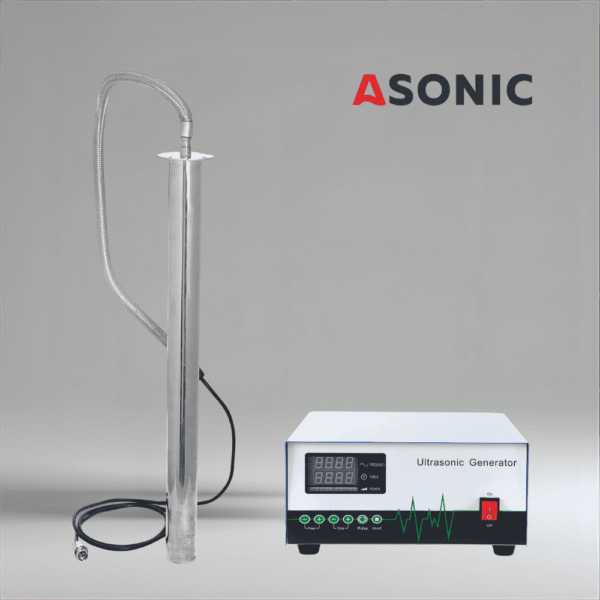 Transductor ultrasónico industrial ASONIC IND-ROD, accesorio de alto rendimiento para una limpieza potente y uniforme en tanques grandes.