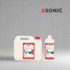 Detergente ASONIC AS-BIOX en envases de 1 l, 5 l y 25 l para eliminar residuos biológicos.