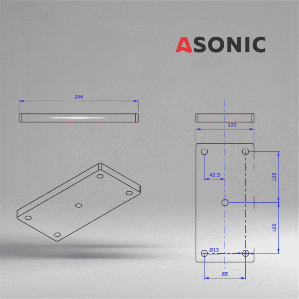 ASONIC HEATER-1000W-5 tornillos-3 calentador externo para depósito de limpiador ultrasónico