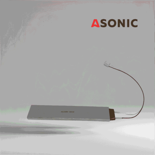 Calentador ASONIC de 500 W, elemento calefactor compacto para depósitos ultrasónicos, diseñado para aplicaciones en tanques medianos.
