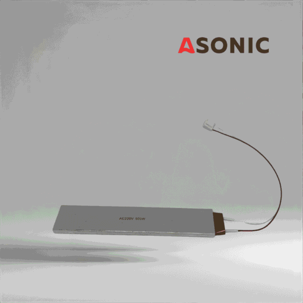 Calentador ultrasónico de 500 W Calentador ASONIC de 500 W, elemento calefactor compacto para depósitos ultrasónicos, diseñado para aplicaciones en tanques medianos.