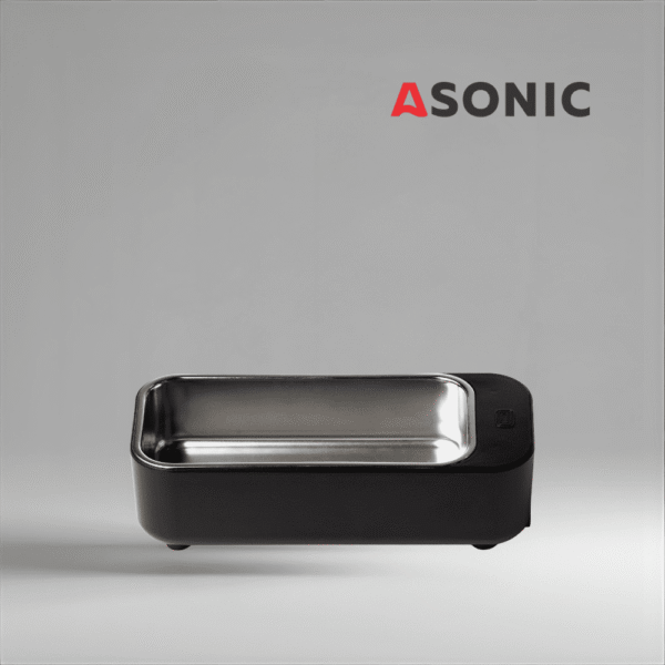 Baño ultrasónico compacto ASONIC HOME-450black, unidad eficiente para la limpieza de joyas, gafas y relojes.