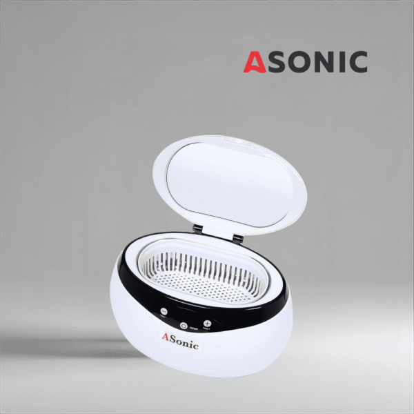 Limpiador ultrasónico ASONIC HOME-650 diseñado para el uso doméstico diario, solución compacta para pequeños accesorios.