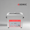 Limpiador ultrasónico ASONIC 4L con tapa de acero inoxidable diseñado para uso industrial profesional.