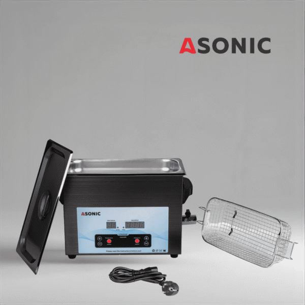 Máquina de limpieza por ultrasonidos ASONIC MED-50 de acero inoxidable con controles digitales