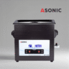Limpiador ultrasónico ASONIC MED 7L negro con tapa cerrada diseñado para aplicaciones dentales y médicas.