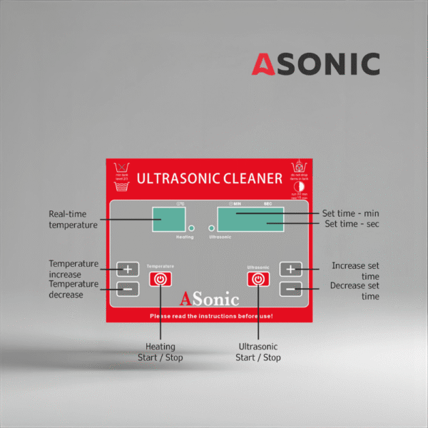Baño ultrasónico ASONIC PRO-20 para hogares, sistema compacto diseñado para joyas y gafas.