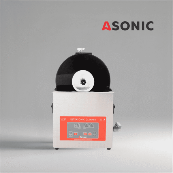 La solución ultrasónica ASONIC Vinyl Cleaner-05 está diseñada para la limpieza segura y eficaz de hasta 5 discos de vinilo.