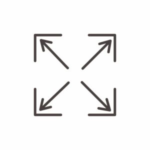 Esta imagen muestra un signo de dimensión cuadrado con flechas direccionales que ilustran la longitud