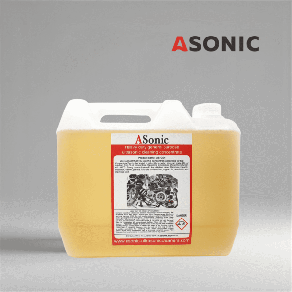 Detergente ultrasónico multiuso ASONIC AS-GEN-5, solución de 5 l para herramientas, instrumentos y componentes industriales.
