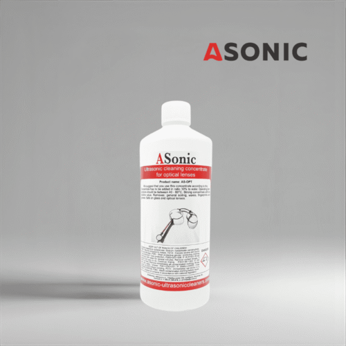 Solución de limpieza ultrasónica óptica ASONIC AS-OPT-1, botella de 1 l para la limpieza segura de lentes, gafas y dispositivos ópticos.