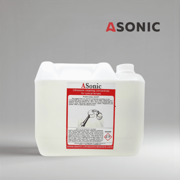 Detergente ultrasónico óptico ASONIC AS-OPT-5, solución de 5 l para la limpieza de gafas, lentes e instrumentos ópticos de precisión.