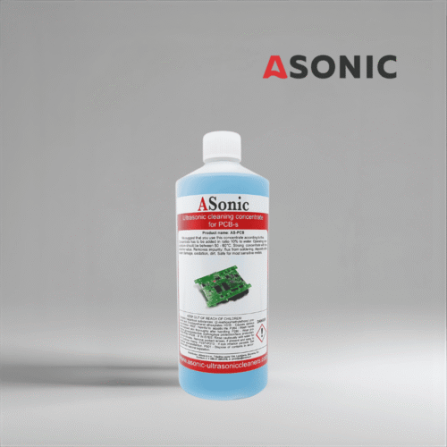 Detergente ultrasónico ASONIC PCB-1, solución de 1 litro para la limpieza segura y precisa de placas de circuito impreso y componentes electrónicos.