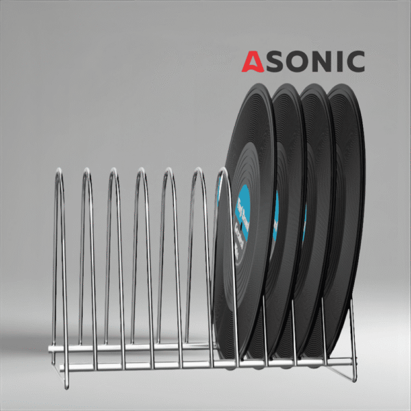 SOPORTE DE SECADO DE DISCOS DE VINILO para 10 discos de vinilo-2 Soporte de secado para discos de vinilo ASONIC con capacidad para 10 LP, soporte compacto para secar al aire los discos de forma segura después de la limpieza ultrasónica.