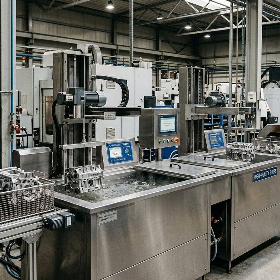 Sistema de limpieza ultrasónica ASONIC a medida en una planta industrial
